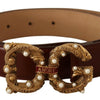 Dolce & Gabbana Elegant Pearl-Embellished Leather Amore Belt