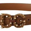 Dolce & Gabbana Elegant Croco Leather Amore Belt with Pearls