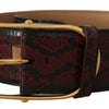 Dolce & Gabbana Elegant Red Python Leather Belt with Gold Buckle