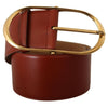 Dolce & Gabbana Elegant Maroon Leather Belt with Gold Accents