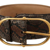 Dolce & Gabbana Elegant Brown Leather Belt with Gold Buckle