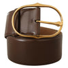 Dolce & Gabbana Elegant Brown Leather Belt with Gold Buckle