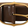 Dolce & Gabbana Elegant Brown Leather Belt with Gold Buckle