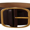 Dolce & Gabbana Elegant Dark Brown Leather Belt with Gold Buckle