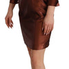 GF Ferre Elegant Bronze Sheath Mini Dress with Square Neck