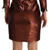 GF Ferre Elegant Bronze Sheath Mini Dress with Square Neck