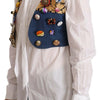 Dolce & Gabbana Multicolor Cropped Vest Top with Button Accents