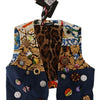 Dolce & Gabbana Multicolor Cropped Vest Top with Button Accents