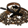 Dolce & Gabbana Elegant Crystal Daisy Chain Leather Belt