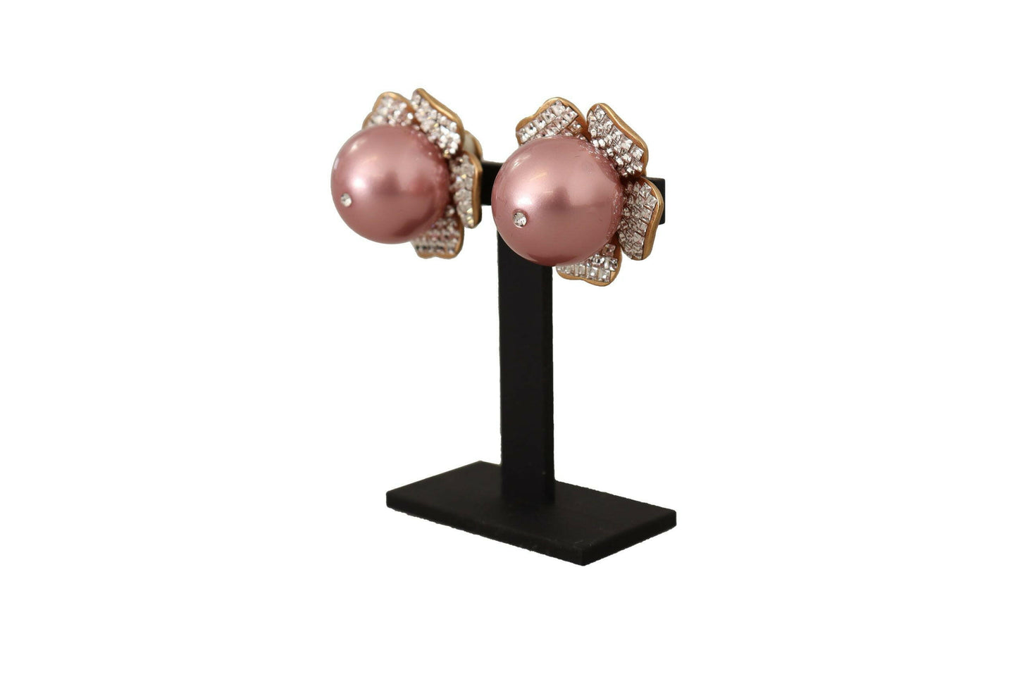 Dolce & Gabbana Elegant Floral Crystal Pearl Clip-On Earrings