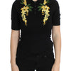 Dolce & Gabbana Elegant Black Silk Floral Polo Top