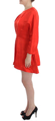 Radiant Red Linen Blend Artisan Dress