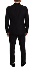 Elegant Black Silk Blend 3-Piece Suit