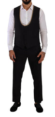 Elegant Black Silk Blend 3-Piece Suit