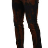 Dolce & Gabbana Chic Black Brown Tie-Dye Slim Fit Jeans