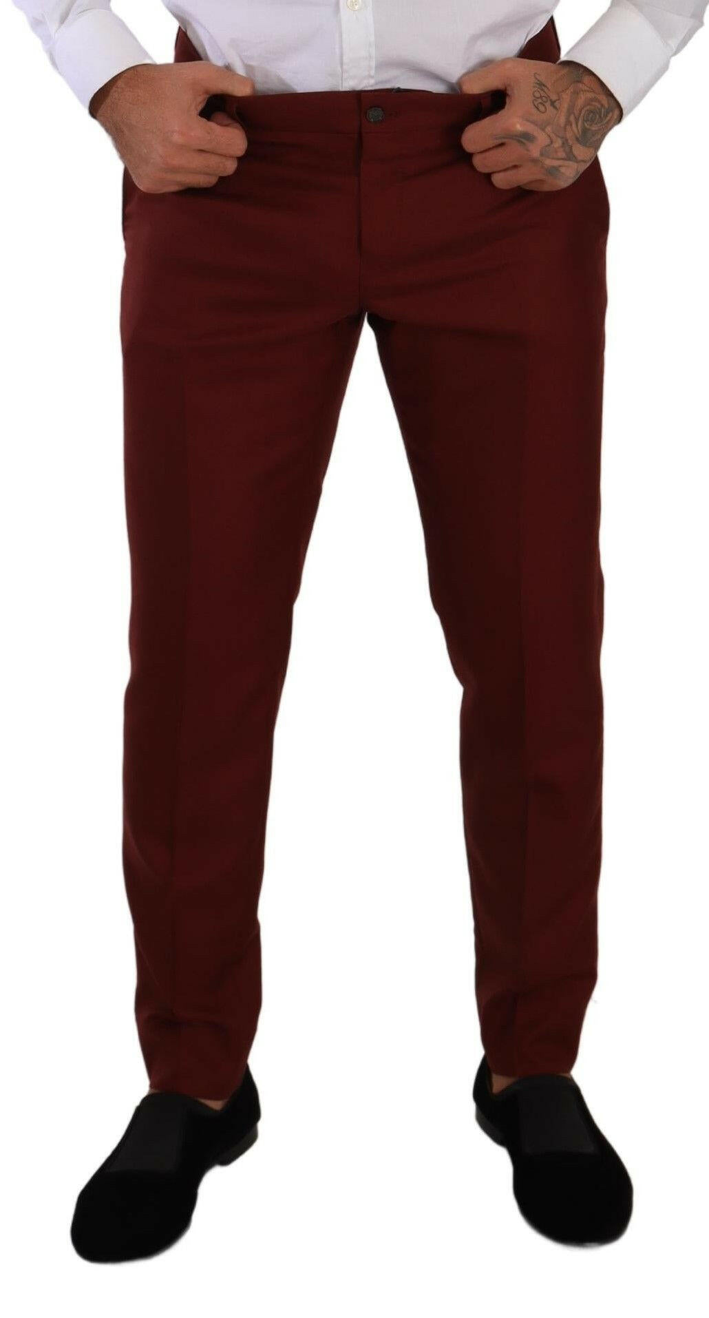 Dolce & Gabbana Elegant Cashmere-Silk Red Dress Pants