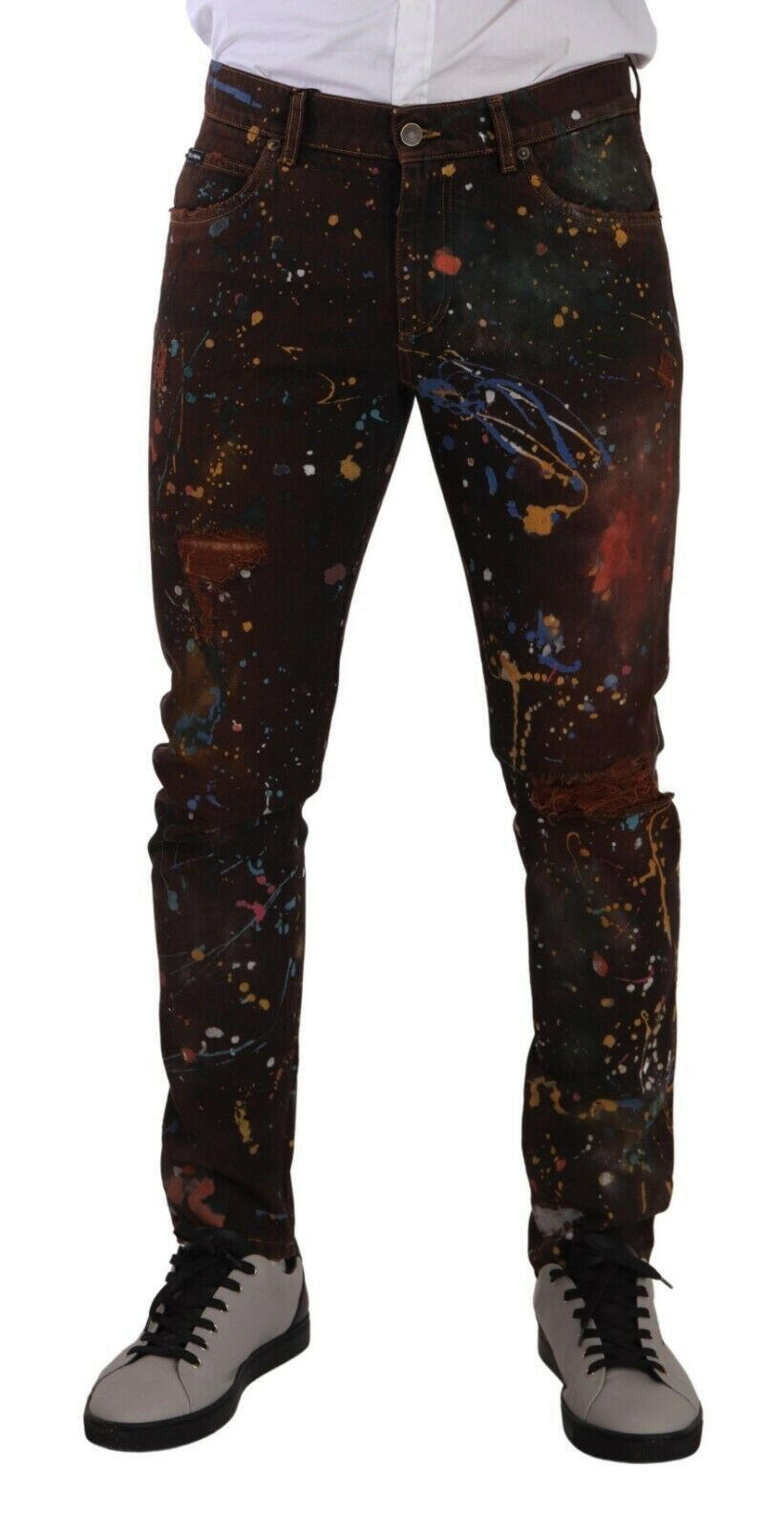 Dolce & Gabbana Multicolor Painted Skinny Denim Jeans