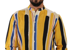 Dolce & Gabbana Elegant Yellow Striped Henley Shirt