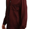 Dolce & Gabbana Bordeaux Silk Pajama-Inspired Shirt