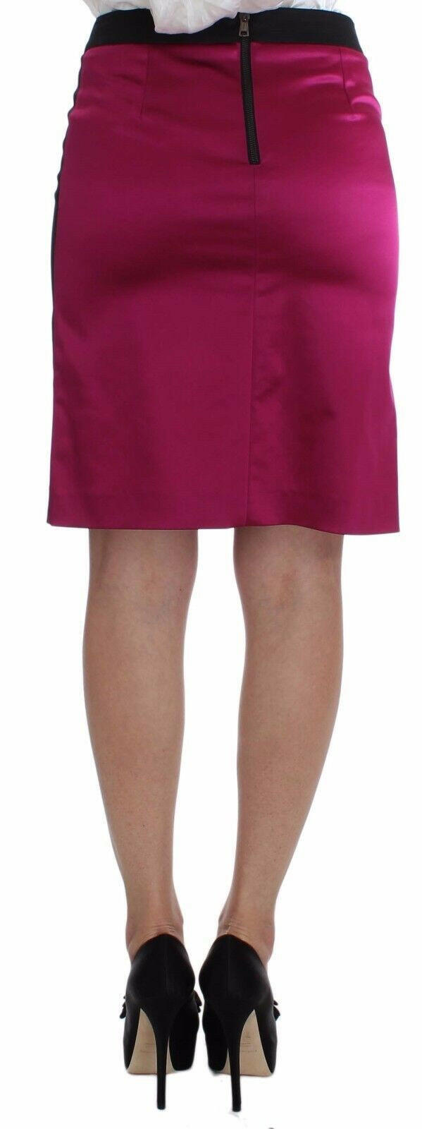 Dolce & Gabbana Elegant Pencil Skirt in Black and Pink