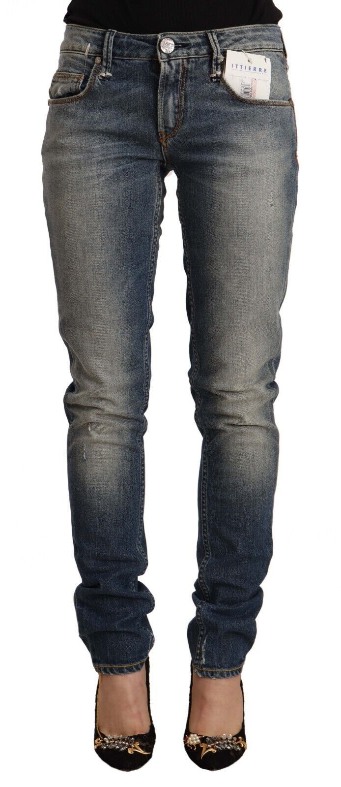 Blue Washed Skinny Cotton Blend Jeans