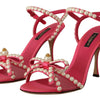 Dolce & Gabbana Elegant Pink Pearl Embellished Heels Sandals