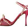 Dolce & Gabbana Elegant Pink Pearl Embellished Heels Sandals