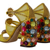 Dolce & Gabbana Stunning Crystal-Embellished Yellow Leather Sandals