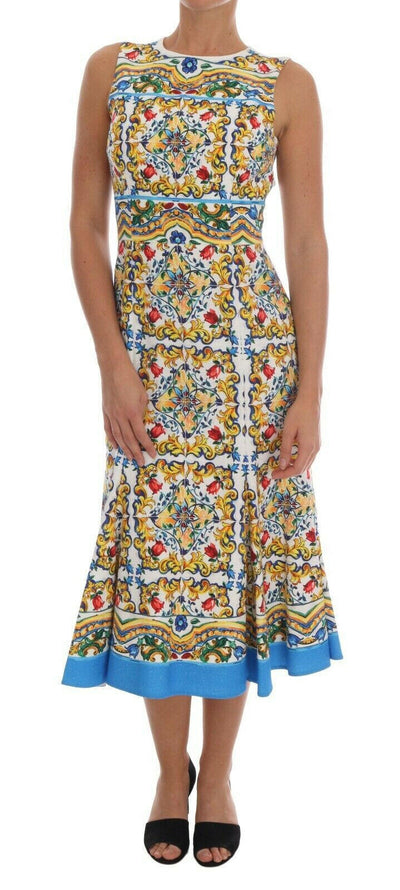 Dolce & Gabbana Majolica Print Midi Sheath Dress