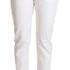 Dolce & Gabbana Chic White Tapered Denim Jeans with Logo Patch