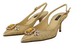 Dolce & Gabbana Gleaming Gold Crystal Slingback Heels