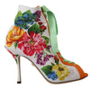 Dolce & Gabbana Floral Open Toe Jersey Heels