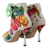 Dolce & Gabbana Floral Open Toe Jersey Heels