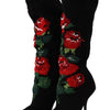 Dolce & Gabbana Elegant Sock Boots with Red Roses Detail