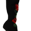 Dolce & Gabbana Elegant Sock Boots with Red Roses Detail