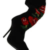 Dolce & Gabbana Elegant Sock Boots with Red Roses Detail