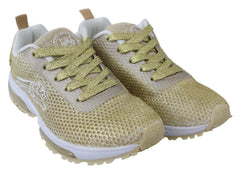 Plein Sport Exquisite Gold Polyester Sport Sneakers