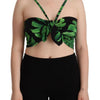 Dolce & Gabbana Elegant Leaf Print Halter Cropped Top