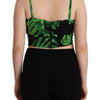 Dolce & Gabbana Elegant Leaf Print Halter Cropped Top