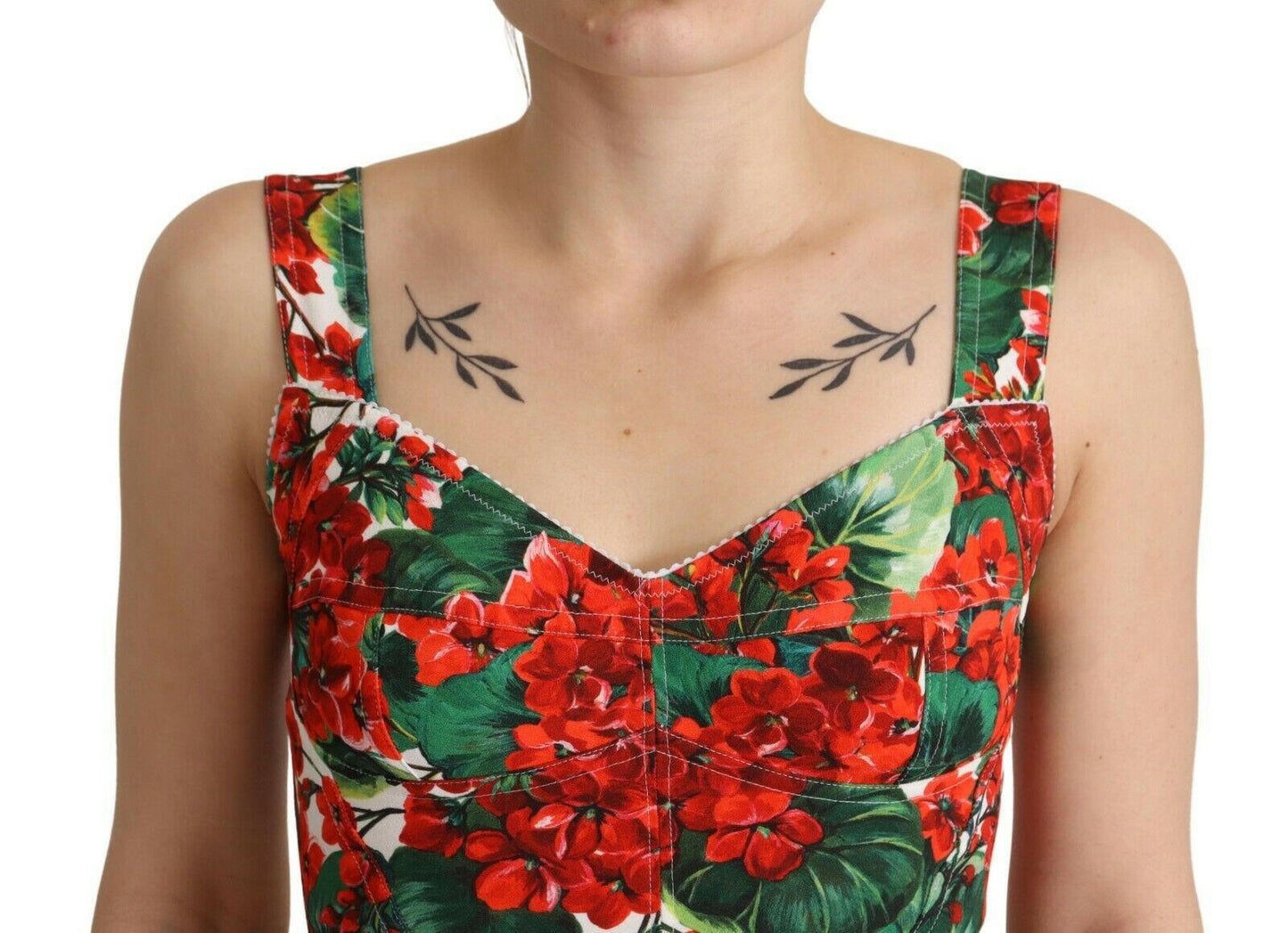 Dolce & Gabbana Elegant Red Cropped Top with Geranium Print