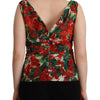 Dolce & Gabbana Elegant V-Neck Geranium Print Silk Tank Top