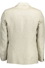 Beige Linen Men Jacket