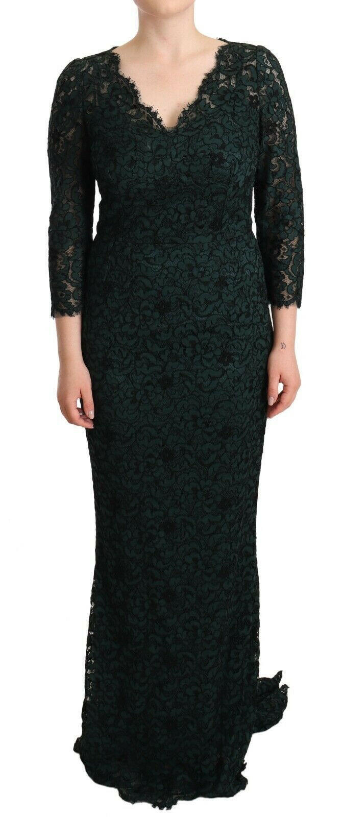 Dolce & Gabbana Elegant Lace Floor-Length V-Neck Dress