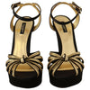 Dolce & Gabbana Elegant Black Gold Ankle Strap Heels Sandals