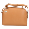 Plein Sport Chic Camel-Toned Crossbody with Double Zip Closure