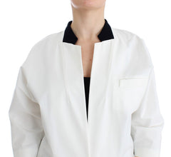 Chic White Cotton Blend Blazer