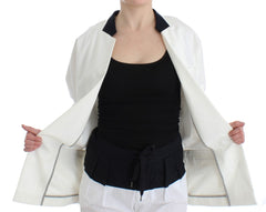 Chic White Cotton Blend Blazer