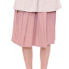 Comeforbreakfast Elegant Pleated Knee-length Skirt in Pink and Gray