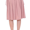 Comeforbreakfast Elegant Pleated Knee-length Skirt in Pink and Gray