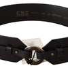 Costume National Chic Leather Fashion Belt with Silver-Tone Buckle